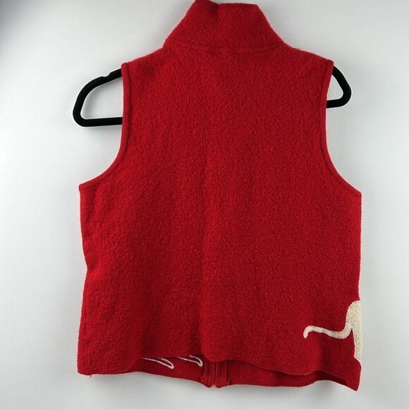 Vintage Red TanJay Full Zipper with black & white appliques pompom tassle - Picture 4 of 11